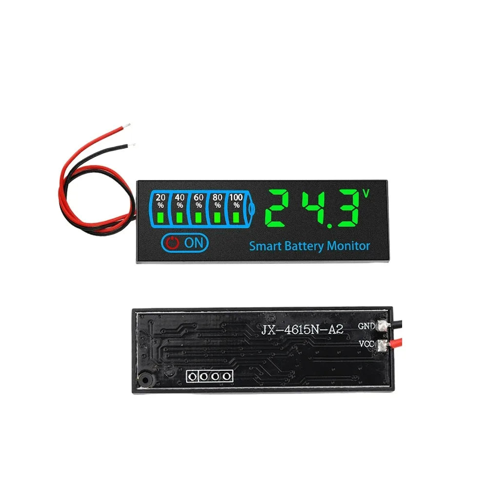 DC 7-55V Battery Charge Indicator LED Display Board with Alarm Battery Voltage Indicator Zpaxo Green