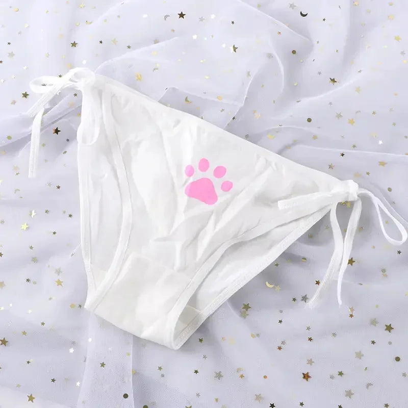 Women's Cat Claw Bowknot Low-Rise Briefs – Breathable Panties