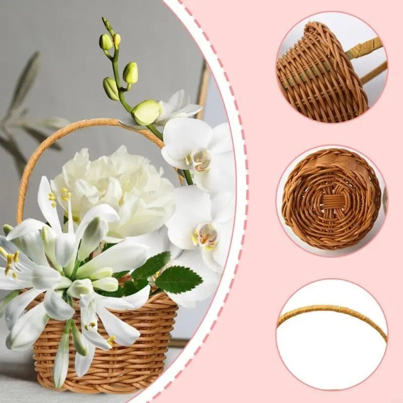 Artifical Rattan Hand Baskets Versatile Baskets for Wedding and Home Storage Zpaxo