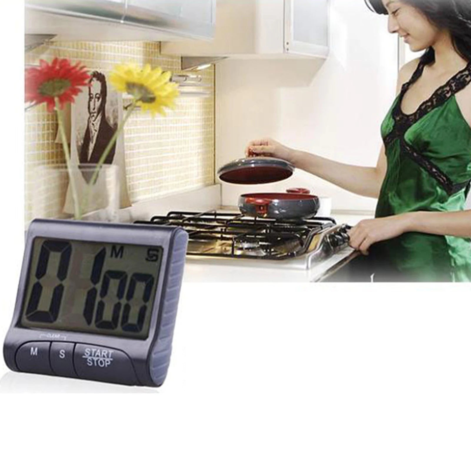 Digital Kitchen Timer Display with Strong Magnet Back Stand Hanging Hole Loud Alarm LCD Cooking Clock for Workout Baking Egg Zpaxo