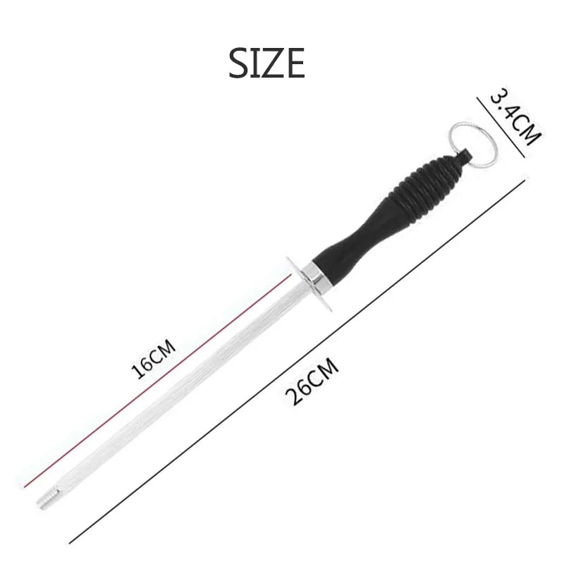 Kitchen Tool Carbon Steel Knife Sharpening Steel,Knife Sharpener With Hanging Holes (10 Inches) Zpaxo