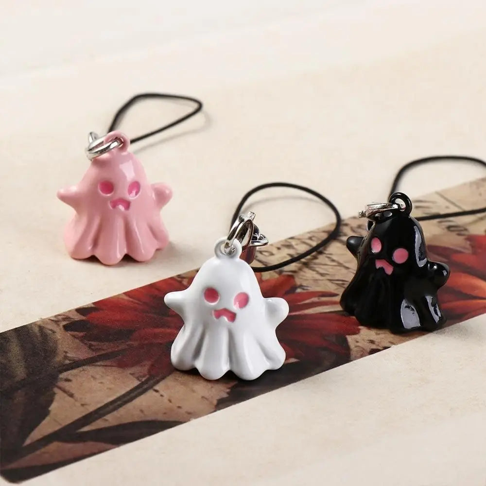 3pcs Fashion Cartoon Halloween Ghost Keychain Cute Funny Heart Phone Lanyard Ornaments Bag Hanging Car Keyring Key Decor Zpaxo