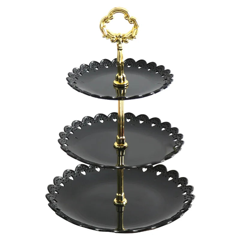 Hot Creative Petals Plastic Fruit Plate Three Layer Snack Rack Dry Fruit Storage Plate Multi Layer Fruit Plate Dessert Cake Rack Zpaxo