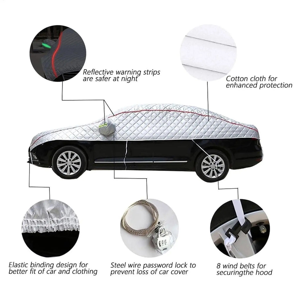 Half Car Cover Outdoor Windshield Sunshade Snow UV Rain Frost