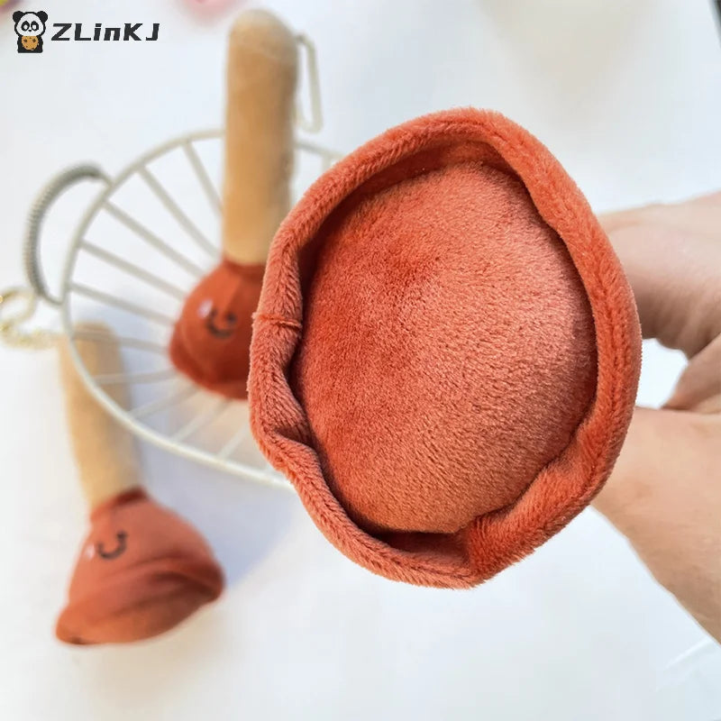 ▶Toilet Stopper Plush Doll Keychain Cartoon Toilet Plunger Filling Stuffed Dolls Keyring Pendant Backpack Charms Bag Decor Gifts Zpaxo