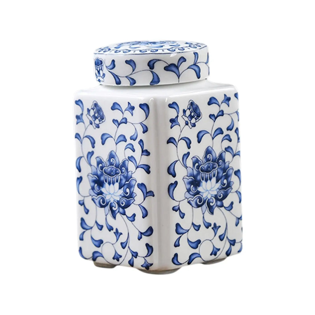 Chinese Porcelain Ginger Jar – Ceramic Temple Vase with Lid Decorative Ceramic Jar Zpaxo Blue White