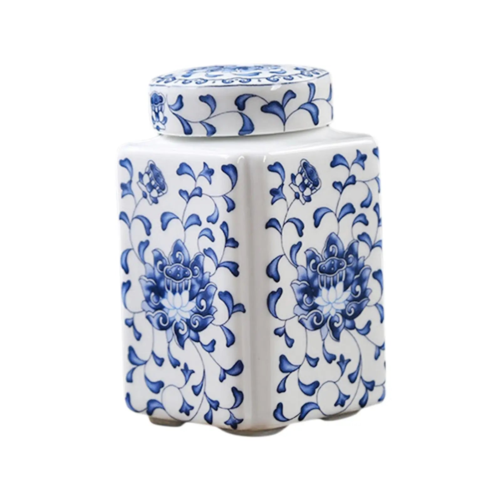 Chinese Porcelain Ginger Jar – Ceramic Temple Vase with Lid Decorative Ceramic Jar Zpaxo Blue White