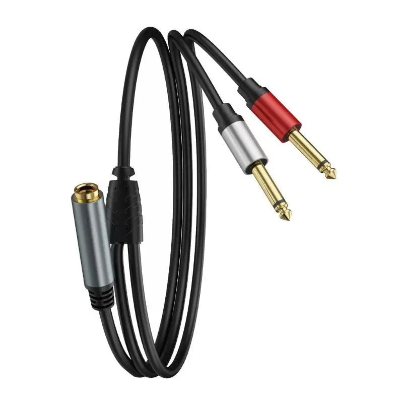 652F Professional Female Two 1 4 Mono Male Speaker Splitter Cable Zpaxo