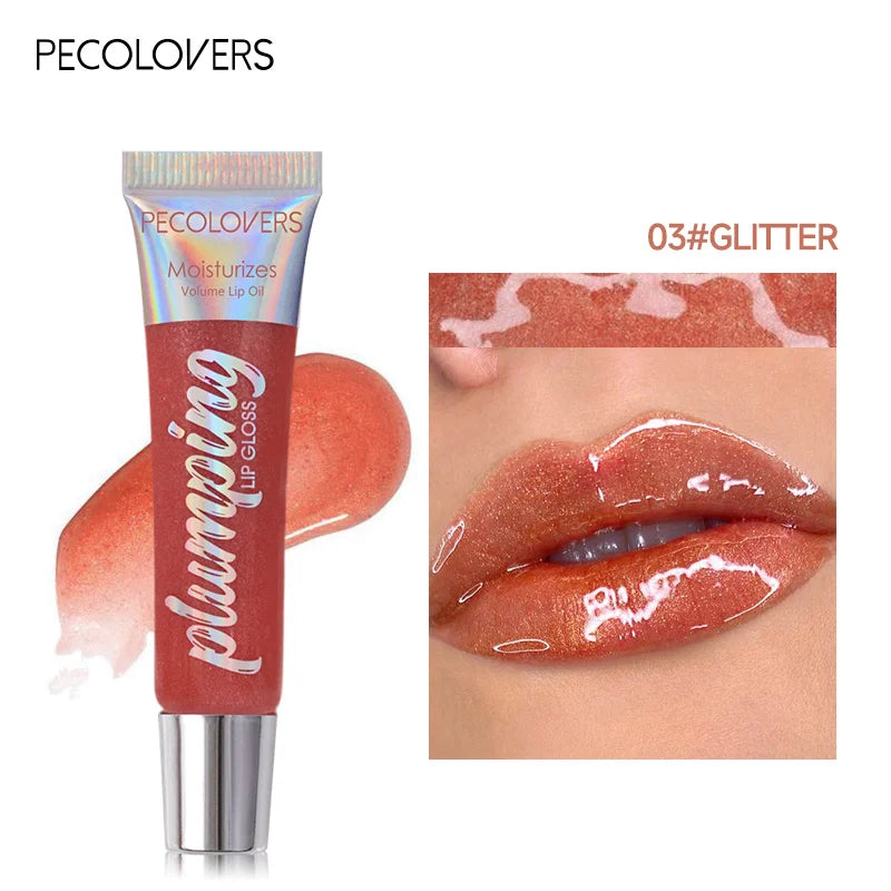 1PC Moisturizing Reducing Lip Lines Lip Gloss Lip Plumper Glitter Nutritious Liquid Lipstick Cherry Jelly Lip Oil Clear Lipgloss Zpaxo 03
