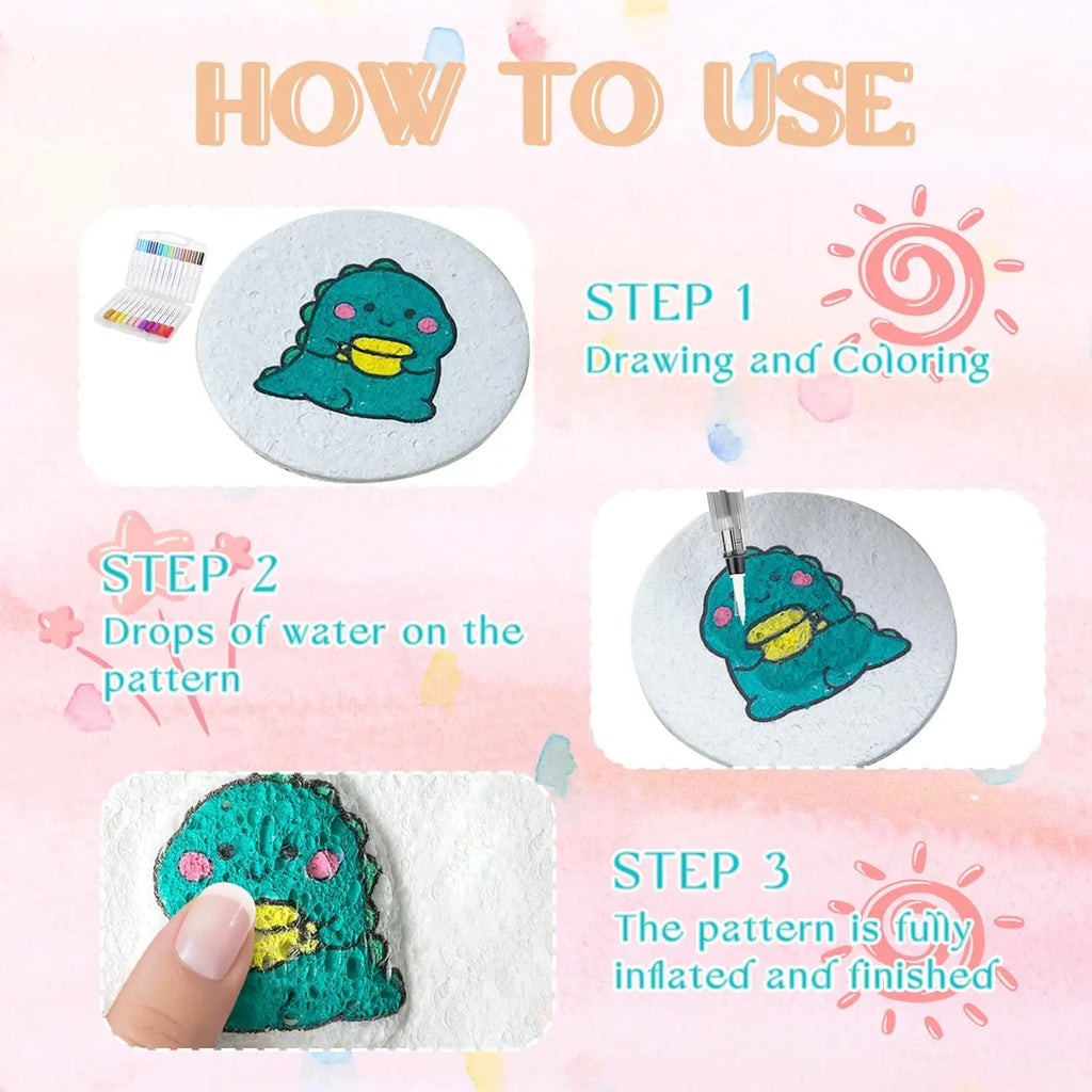 3D Magic Puffy Foam Texture Painting Paper Kids DIY Drawing Art