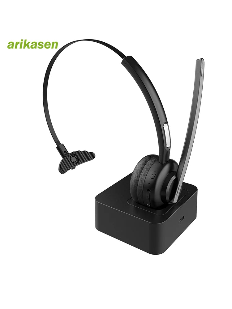 Bluetooth Wireless Headset Microphone Noise Cancelling Single Ear