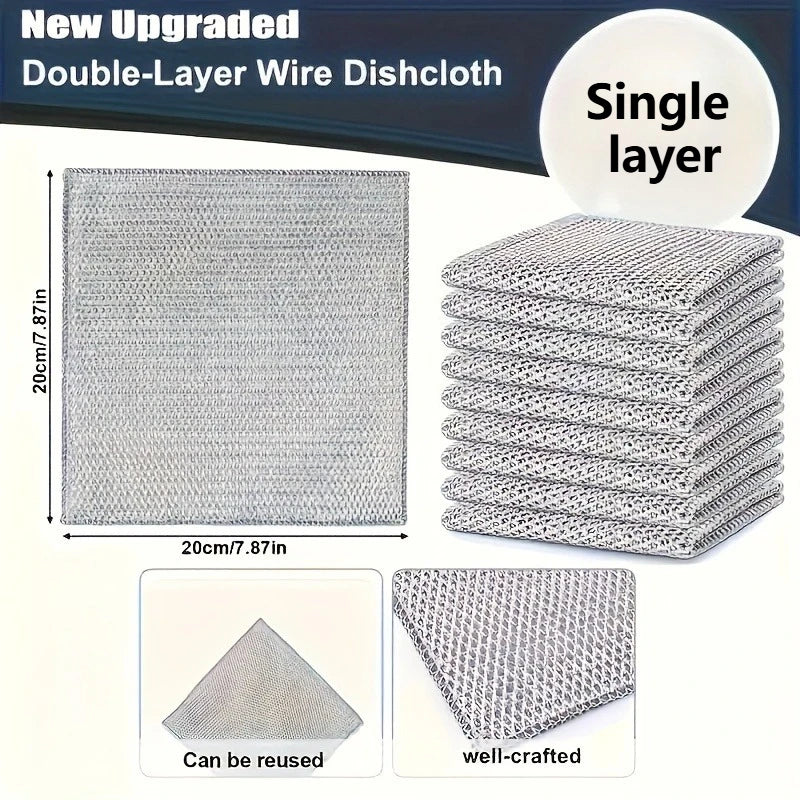 1/3/5/10/30 Pcs Magic Cleaning Cloth Single Sided Metal Steel Wire Rags Kitchen Dish Pot Washdishing Cloths Towel Clean Tools Zpaxo Single Layer 1pcs