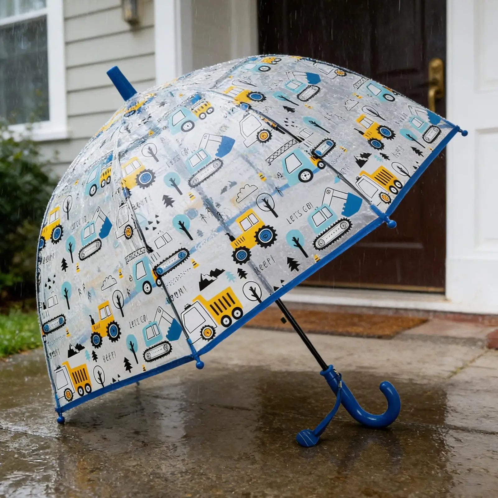 Kids Umbrella Non Slip Handle Windproof Cute Funny Clear Umbrellas