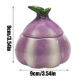 Salt Cellar Kitchen Ceramic Sugar Container Lid Spoon Onion Shaped