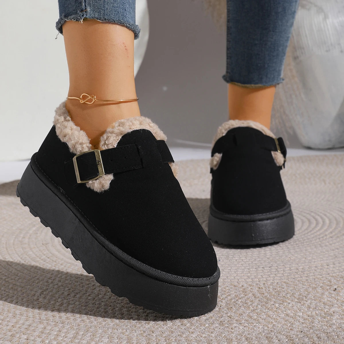 Women Snow Boots Lightweight Comfortable Ankle Boots Women Autumn Winter Shallow Shoes for Women Round Toe Casual Platform Boots Zpaxo
