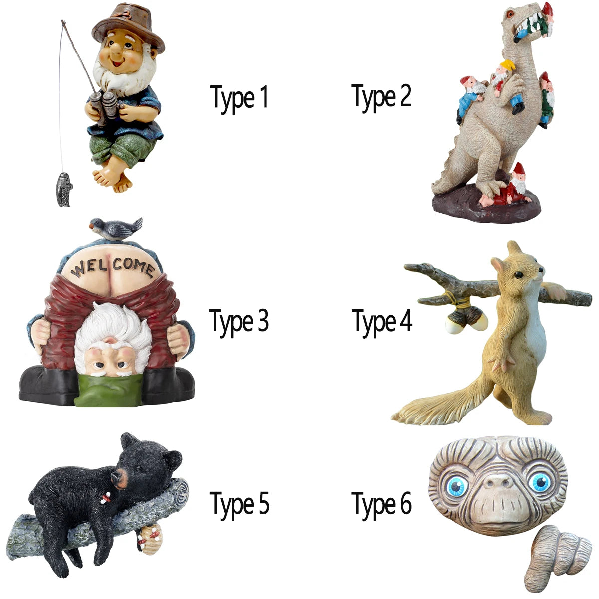 Multiple Sculptures Garden Dinosaurs Gnomes Animals Yard Resin Decor Landscape Funny Artificial Art Wall-mounted Bear Napping Zpaxo