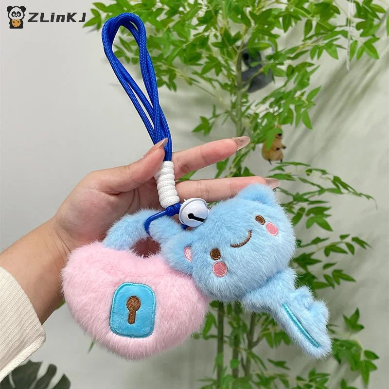 ▶1Pcs Cartoon Cute Love Key Bag Pendant Plush Toys Cute Lovely Stuffed Doll Key Chain Birthyday Gift For Girl Boy Zpaxo