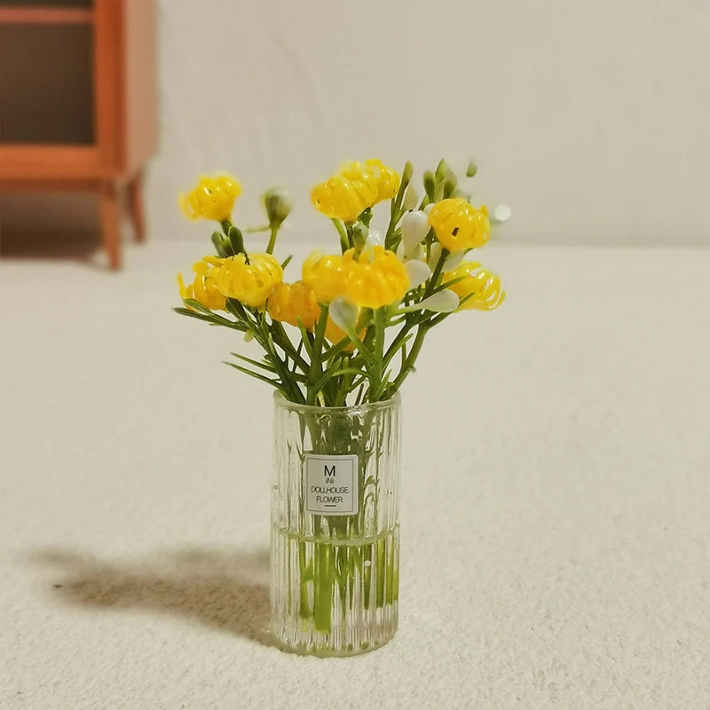 1 12 Miniature Dollhouse Potted Plant Flower Bouquet Greenery Bonsai Zpaxo Yellow