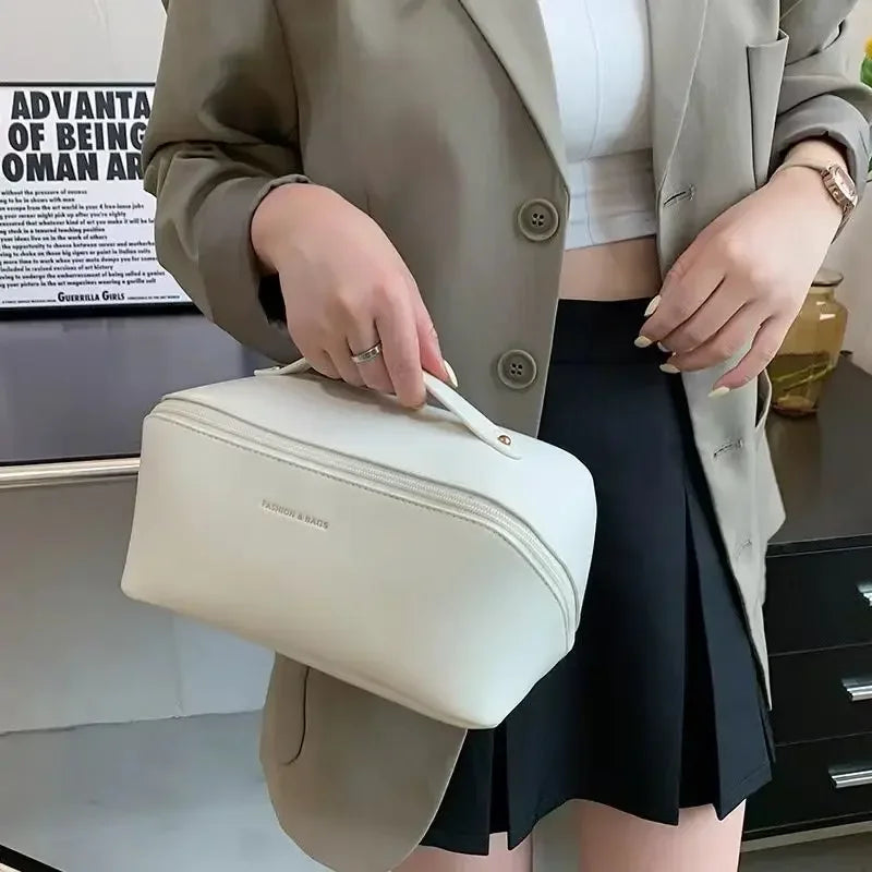 Cosmetic Bag PU Leather Large-capacity Travel Cosmetics Storage Bags Women Portable Handbag Multifunction Waterproof Washing Bag Zpaxo