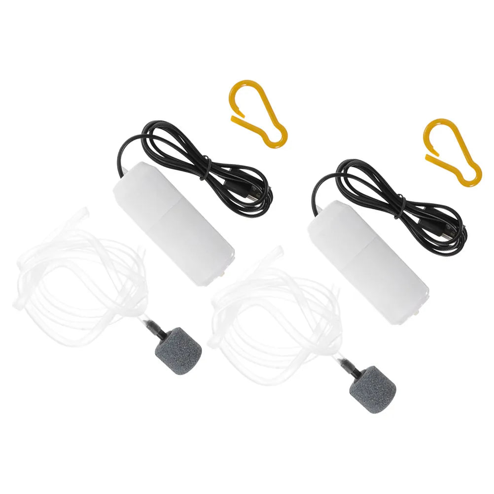 2 Sets Aquarium Oxygen Usb Air Pump Small Fish Tank Aerator
