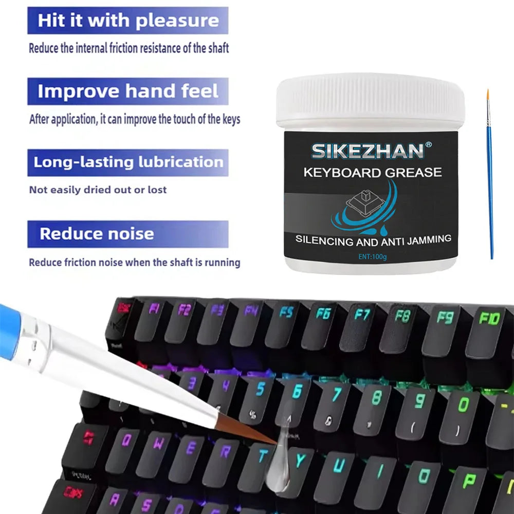 200g/100g Mechanical Keyboard Lubricant Grease Oil Kit Keyboards Axes Stabilizer Mechanical Lubrication with Brush Zpaxo