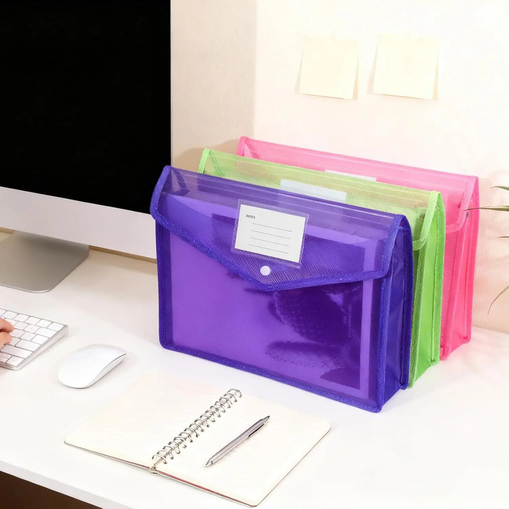 A4 Expanding File Folder Snap Closure Envelopes – 1/2/4 Pack