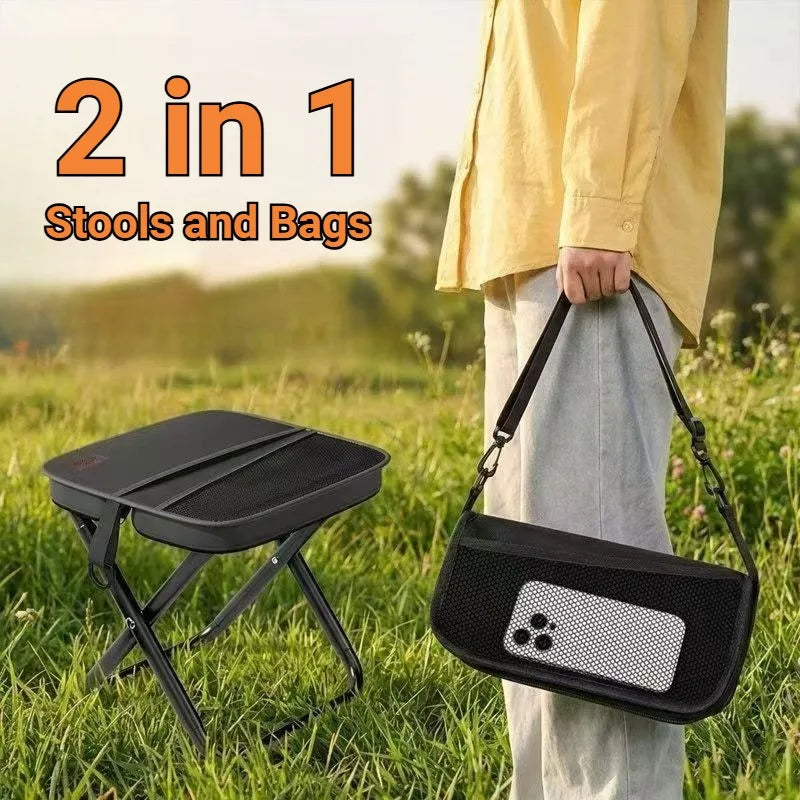 Portable Folding Stool for Adults, Black Lightweight Camping Seat, Compact Design for Fishing, Hiking, Gardening, Beach Activiti Zpaxo