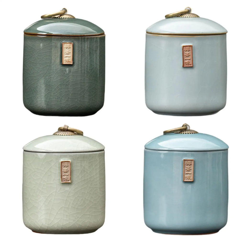Ceramic Airtight Tea Canister – Dry Food & Coffee Storage Jar Ceramic Storage Canister Zpaxo
