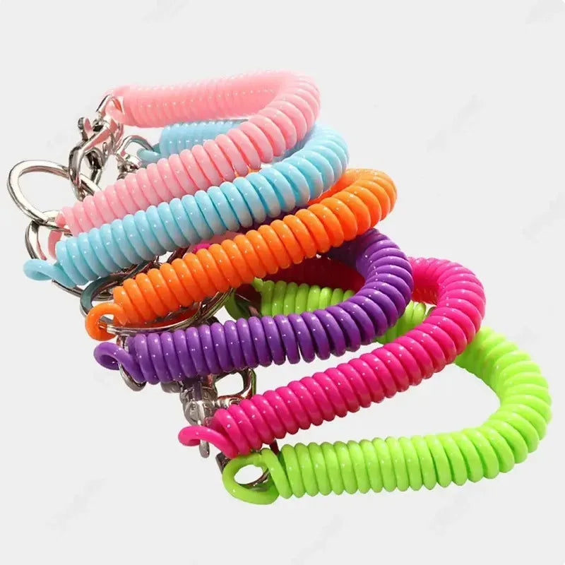 Elastic Spiral Wrist Coil Keychain – Spring Stretch Key Ring