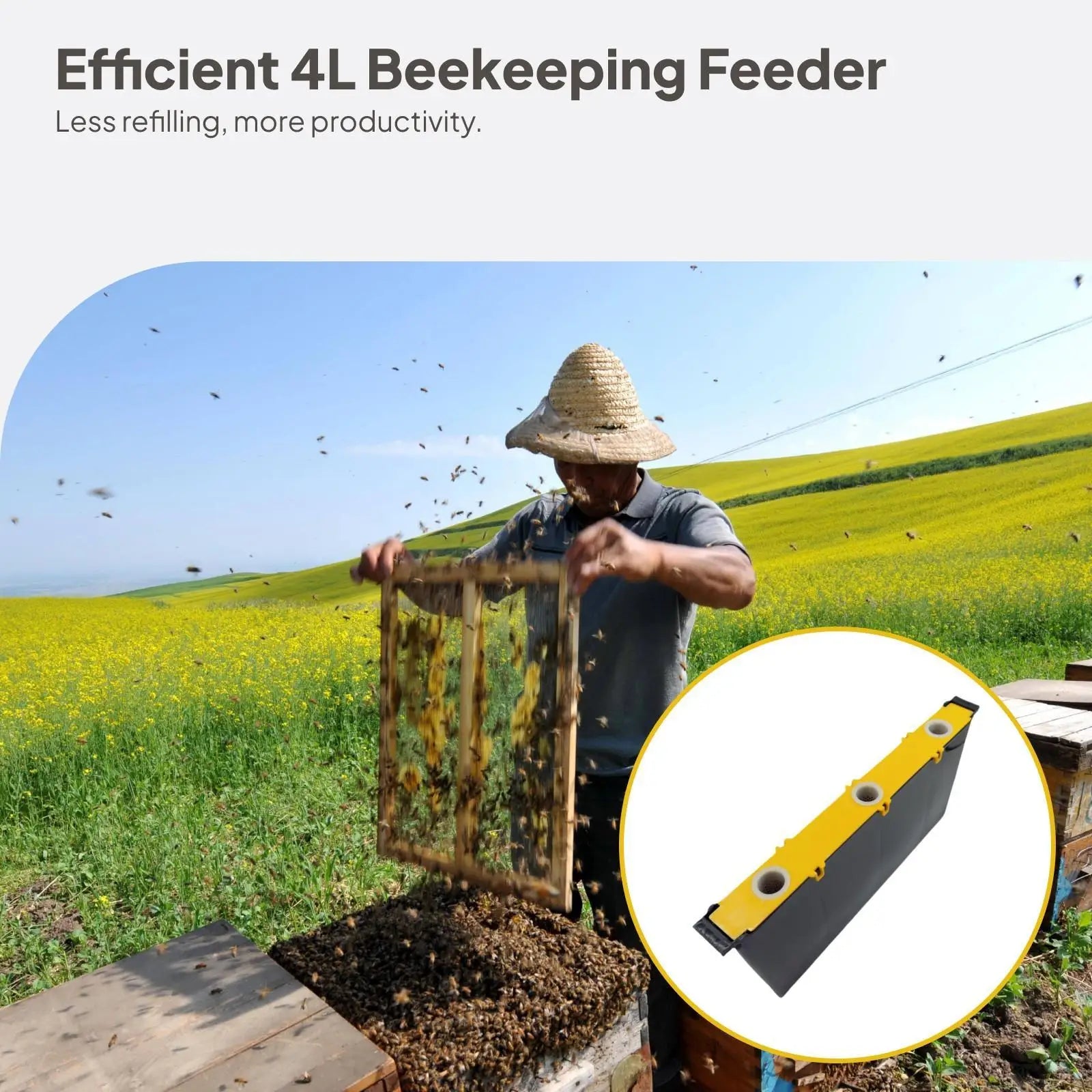 Beehive Frame Feeder 4L Water Drinking Dispenser with Innovative Design for Beekeeping Tools Garden Zpaxo