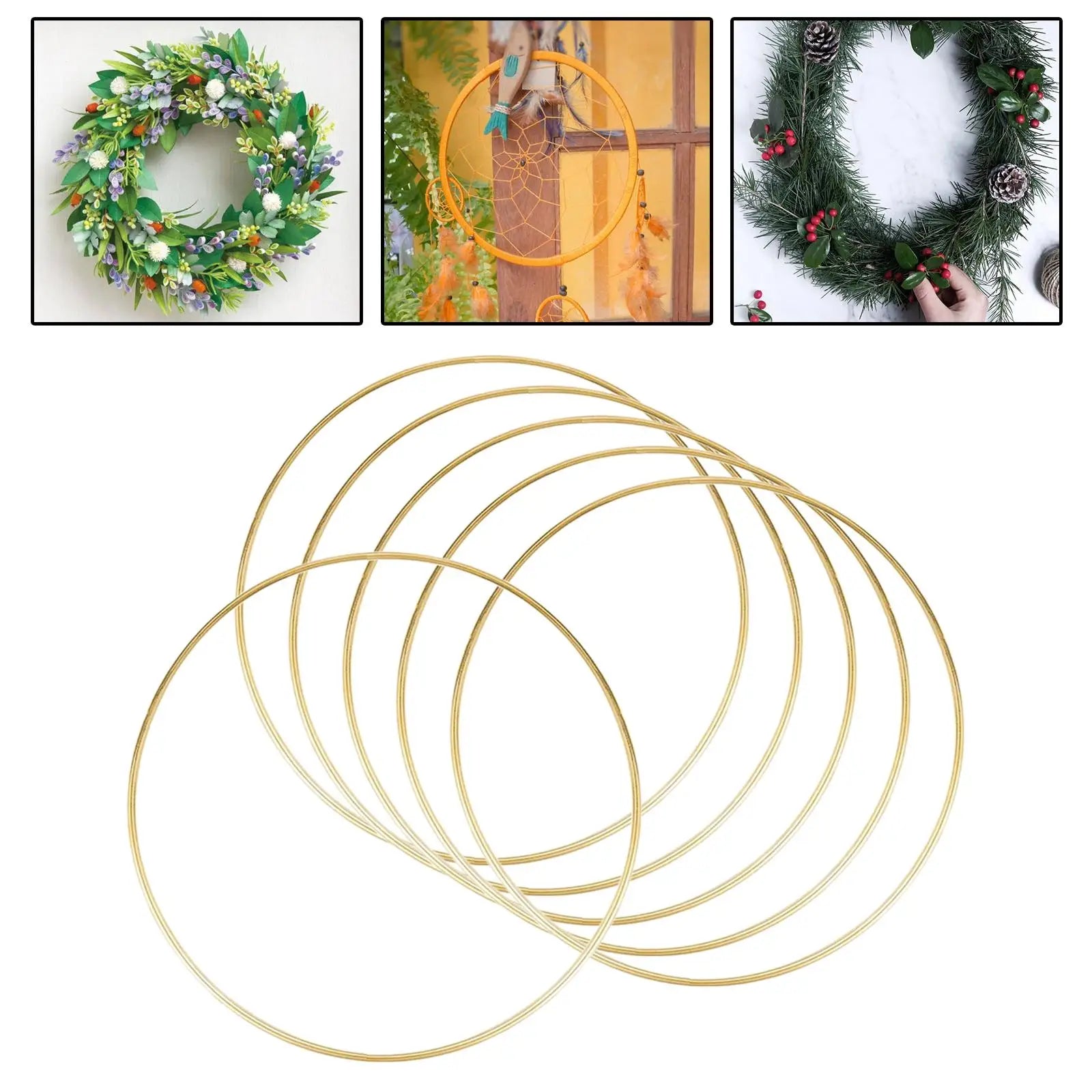 12 Inch/ 30 Cm Metal Iron Flower Hoop Rings for DIY Macrame Crafts Zpaxo 6pcs Gold