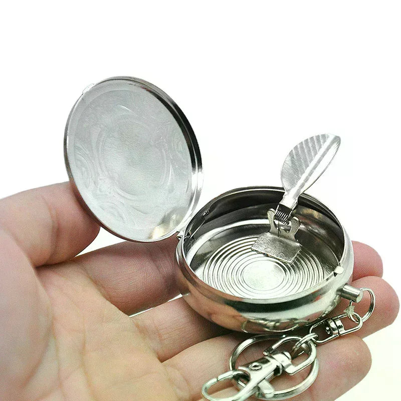 Stainless Steel Ashtray with Key Chain Portable Ashtray Car Cigarette Ashtray Zpaxo