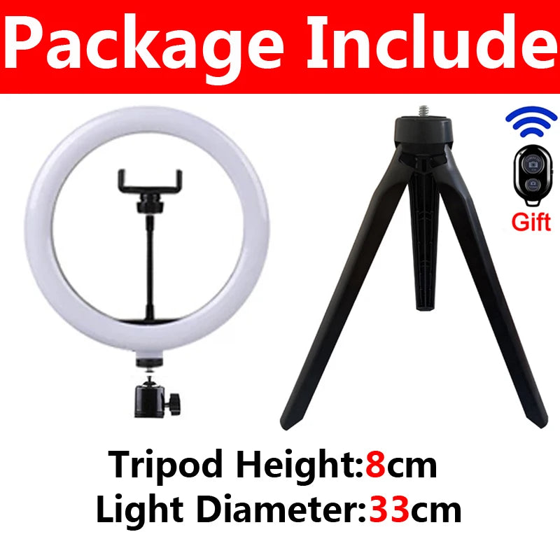 16 26 LED Selfie Ring Lamp Photography Video Light Dimmable Fill Zpaxo C-33cm