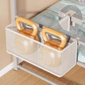 Bedside Hanging Storage Basket Space Saving Multifunctional Metal Bedside Shelf For Hotel Office Dorm Bed & Bunk Bed Bedroom Zpaxo White