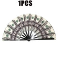 Large Folding Hand Tear Fan Dollar Pattern Music Festival Dance