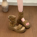2026 Summer Women's Round Open Toe Solid Buckle Strap Embellishment Zpaxo khaki 40