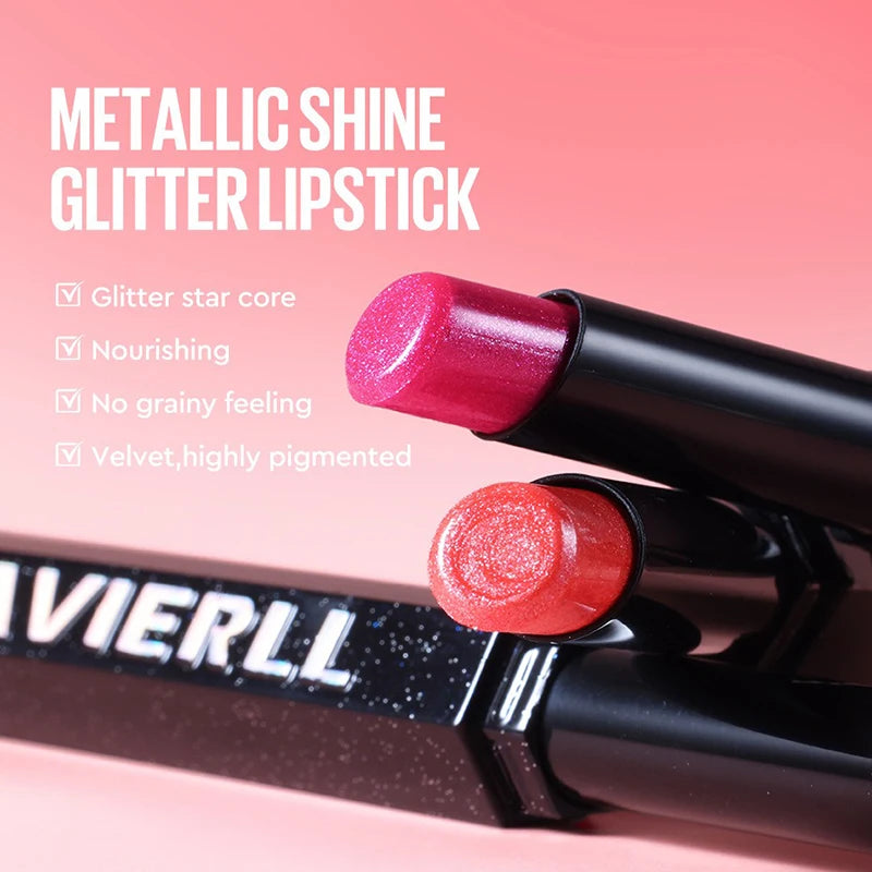 8 Colors Pearlescent Lipstick Lasting Waterproof Pink Rosey Metallic Diamond Lip Stick Glitter Solid Lip Gloss Makeup Cosmetic Zpaxo