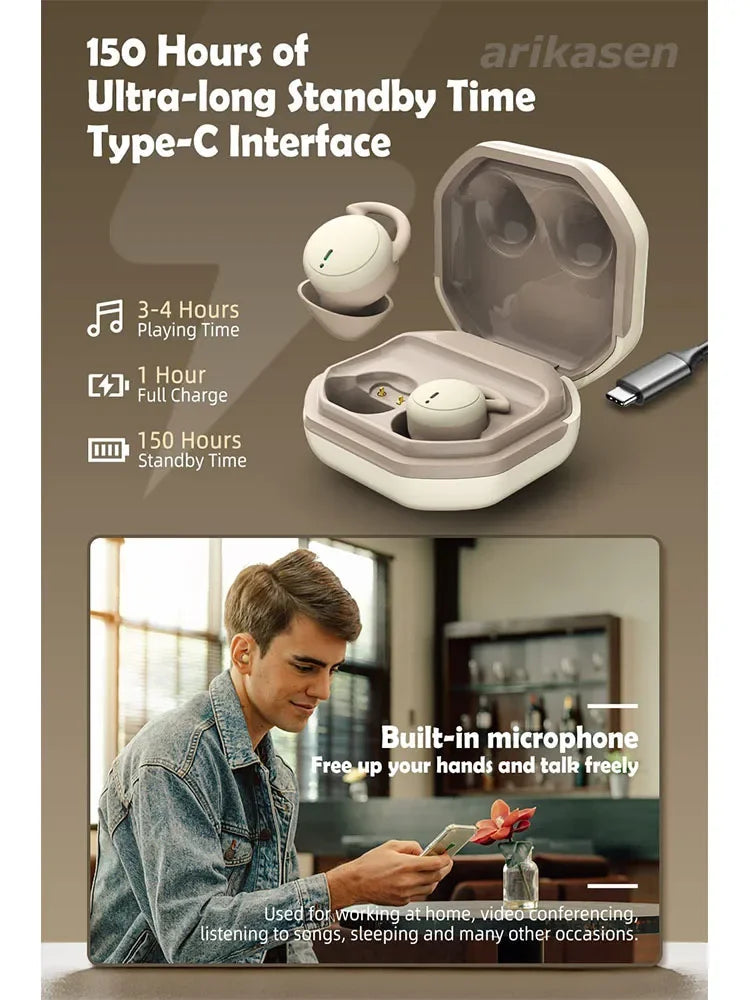Bluetooth Earbuds Wireless Sleep Ear Buds Invisible Noise Cancelling