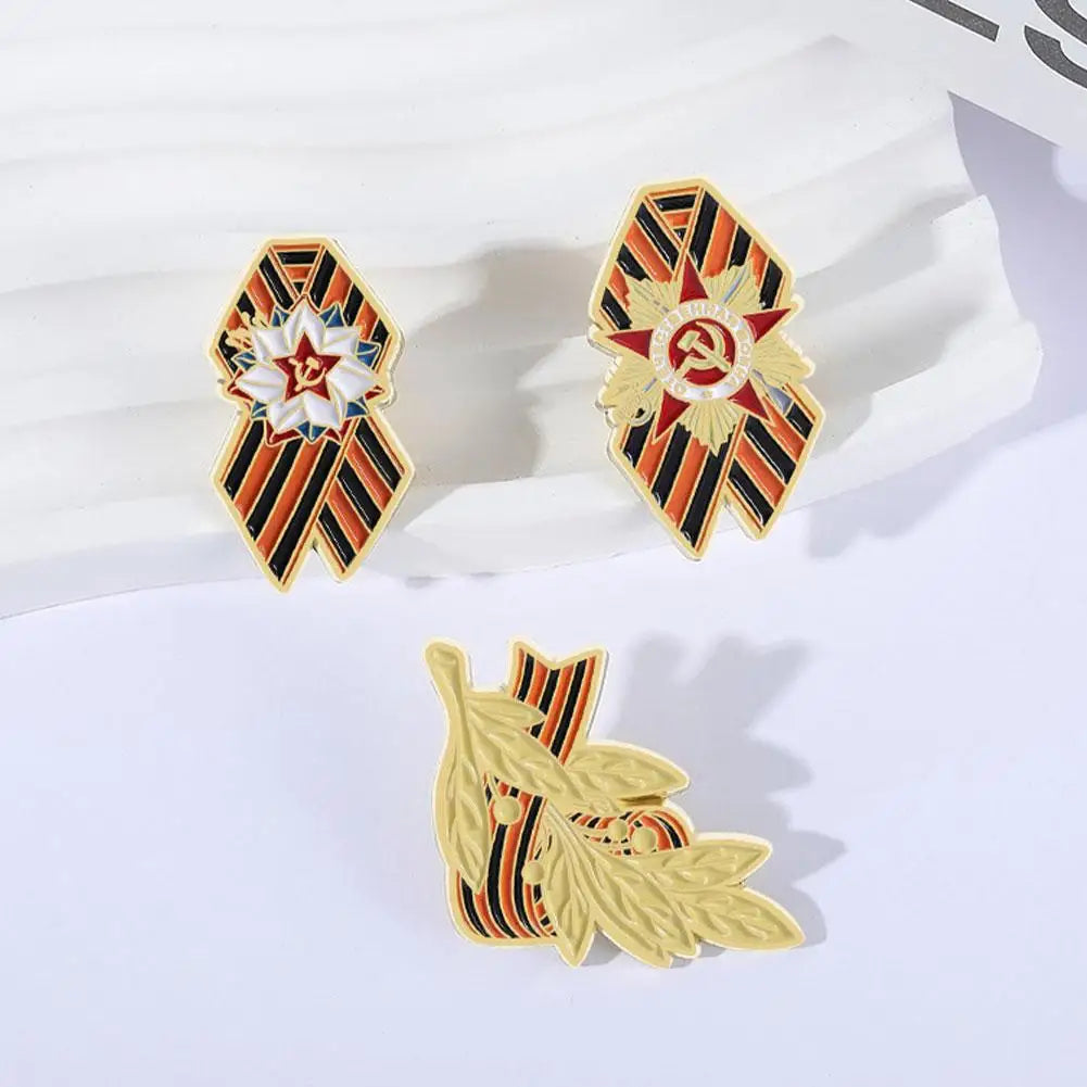 St. George Ribbon Enamel Pin Brooch – Victory Day Memorial Badge Enamel Pin Brooch Zpaxo ABC 3PCS