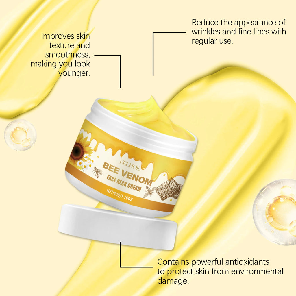 EELHOE Bee Venom Skin Treatment Cream Natural Bee Venom Neck Cream Balance Skin Texture Quickly Improve Skin Imperfections 50g Zpaxo