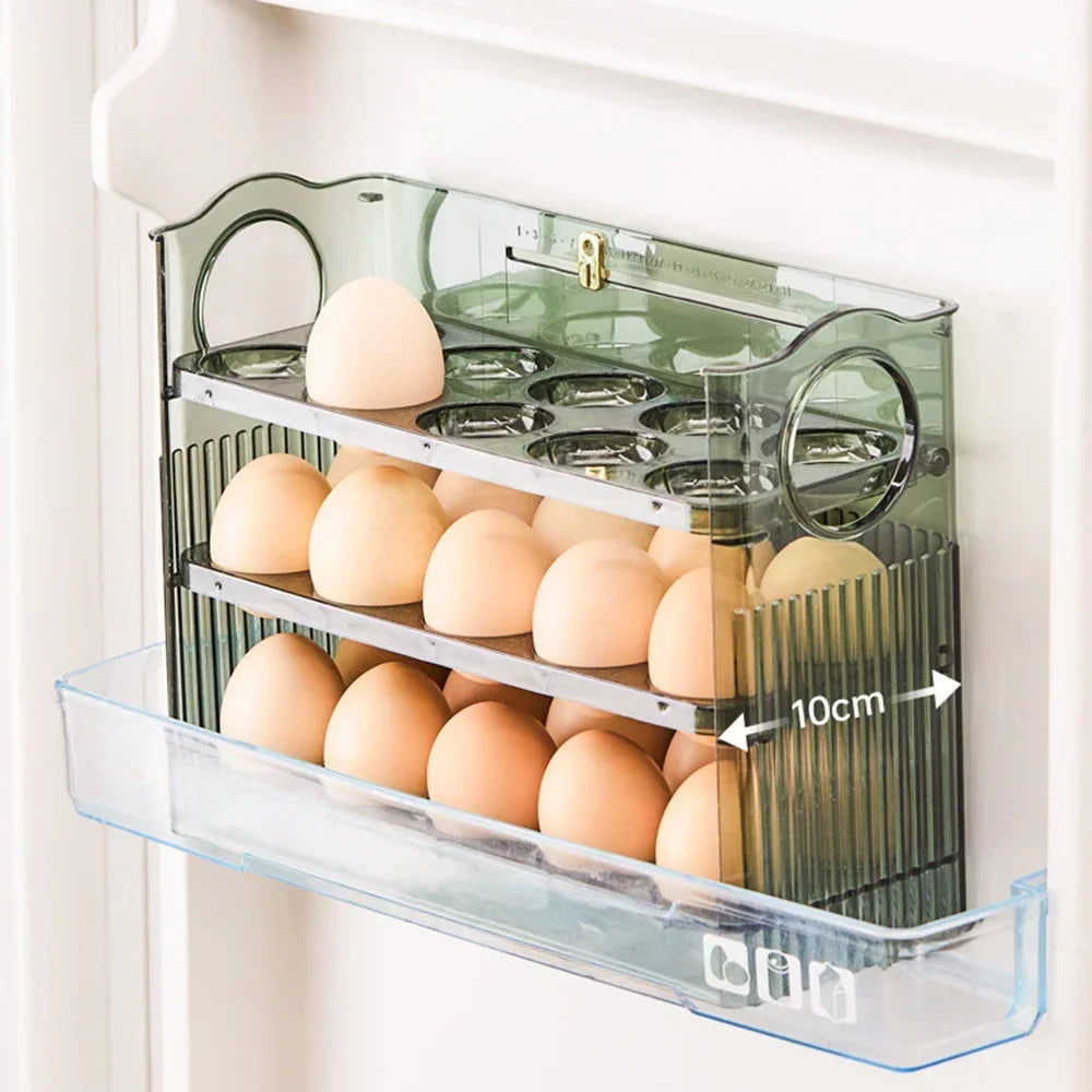 Auto-Flip Fridge Egg Tray – Side Door Egg Storage Box Egg Storage Organizer Zpaxo translucent green