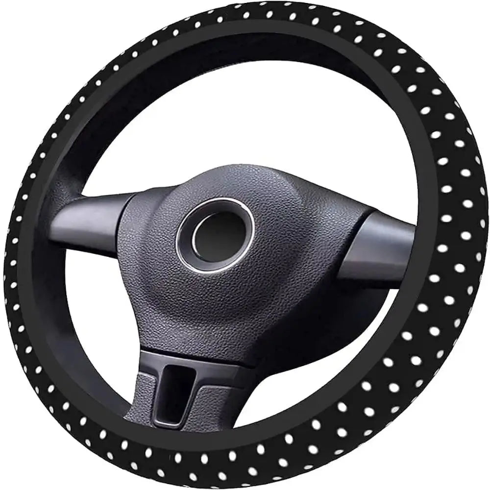 Polka Dot Pattern Steering Wheel Cover Comfortable Hand Feel Leather Zpaxo