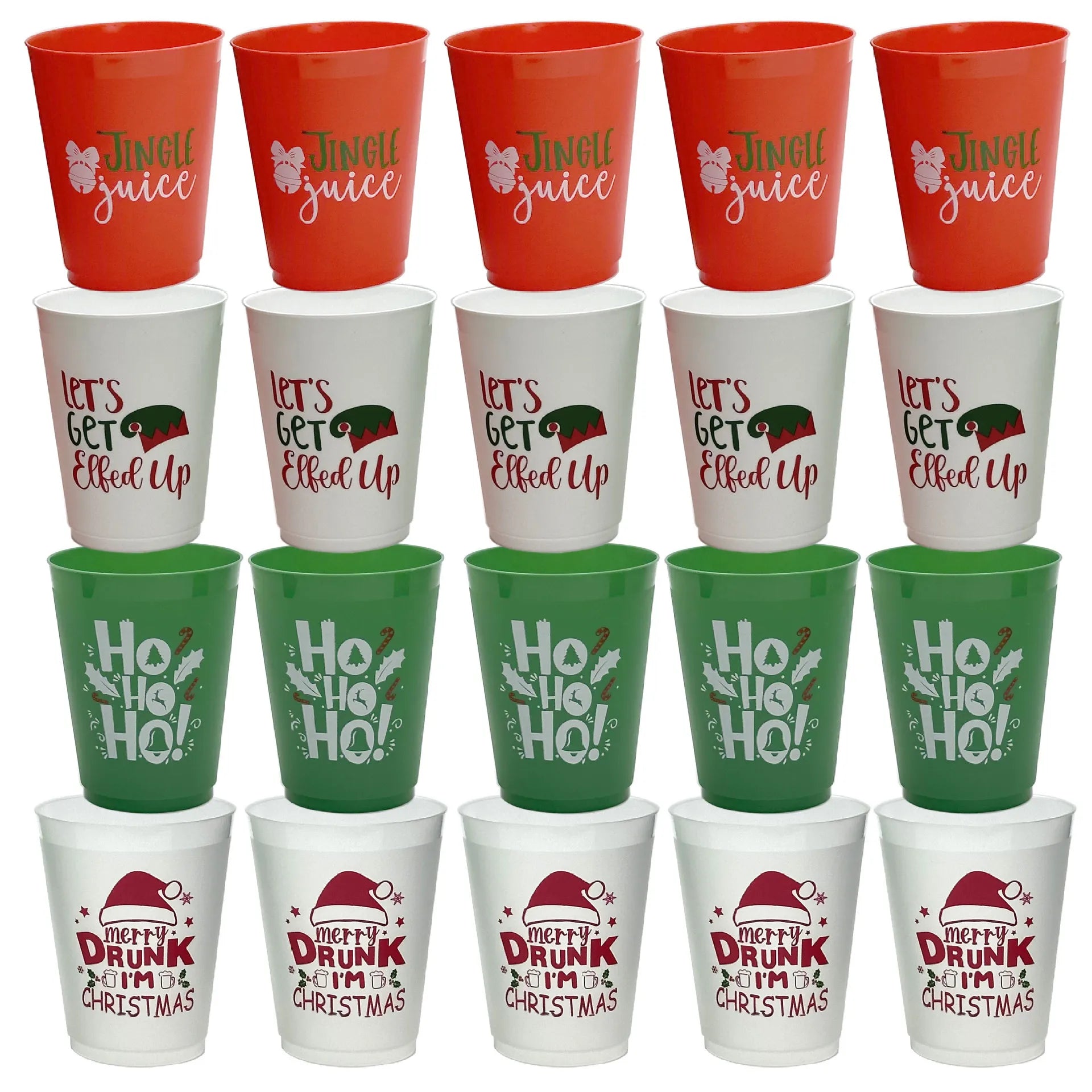 Hot 12-20PCS Unique Letter Design Plastic Christmas Cup, 16 Ounce Reusable Cup for Home Holiday Party Decoration Zpaxo as show 20pcs