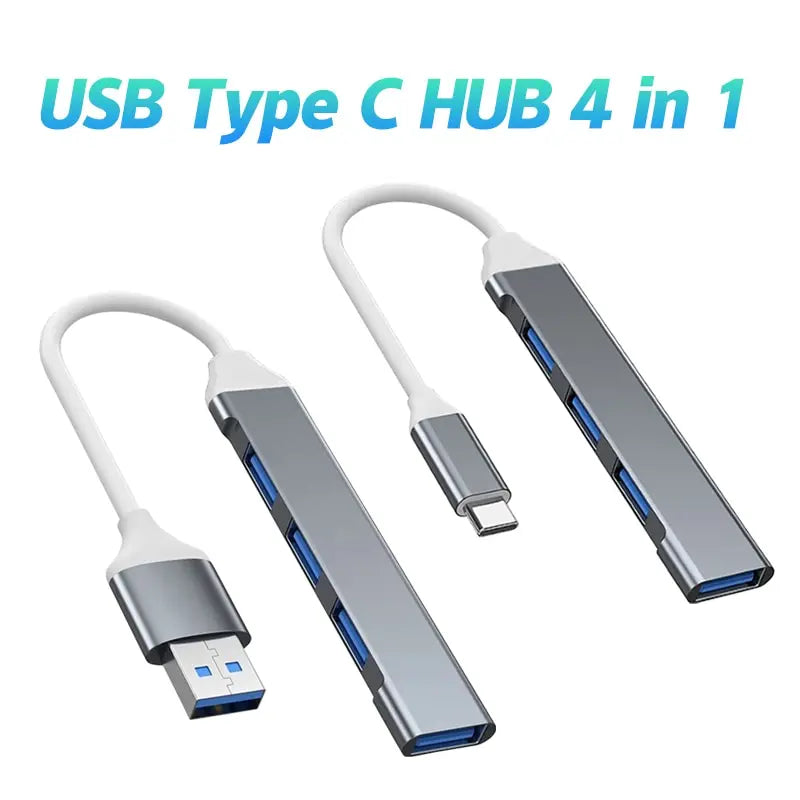 Mini USB C Hub 4Port Adapter USB3 1Multi Splitter 4in1 Docking Zpaxo