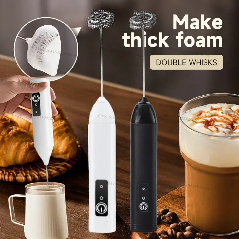 Wireless Milk Frothers Electric Handheld Blender Electrical Mini Coffee Maker Whisk Mixer with USB for Coffee Cappuccino Cream Zpaxo