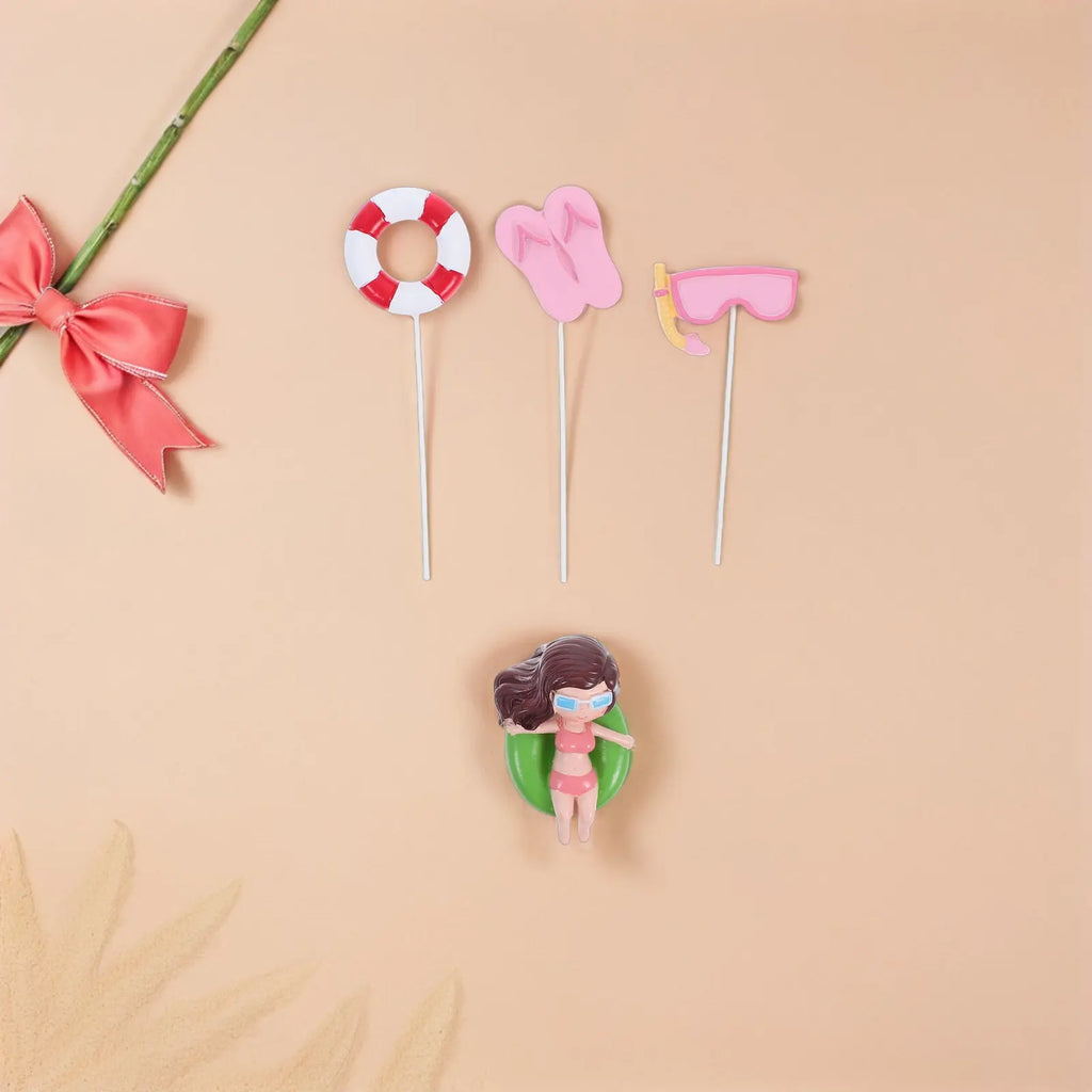 1Set Swimwear Cake Toppers Beach Party Classic Summer Decorative Cake Picks Birthday Adornment Resin Supplies Zpaxo
