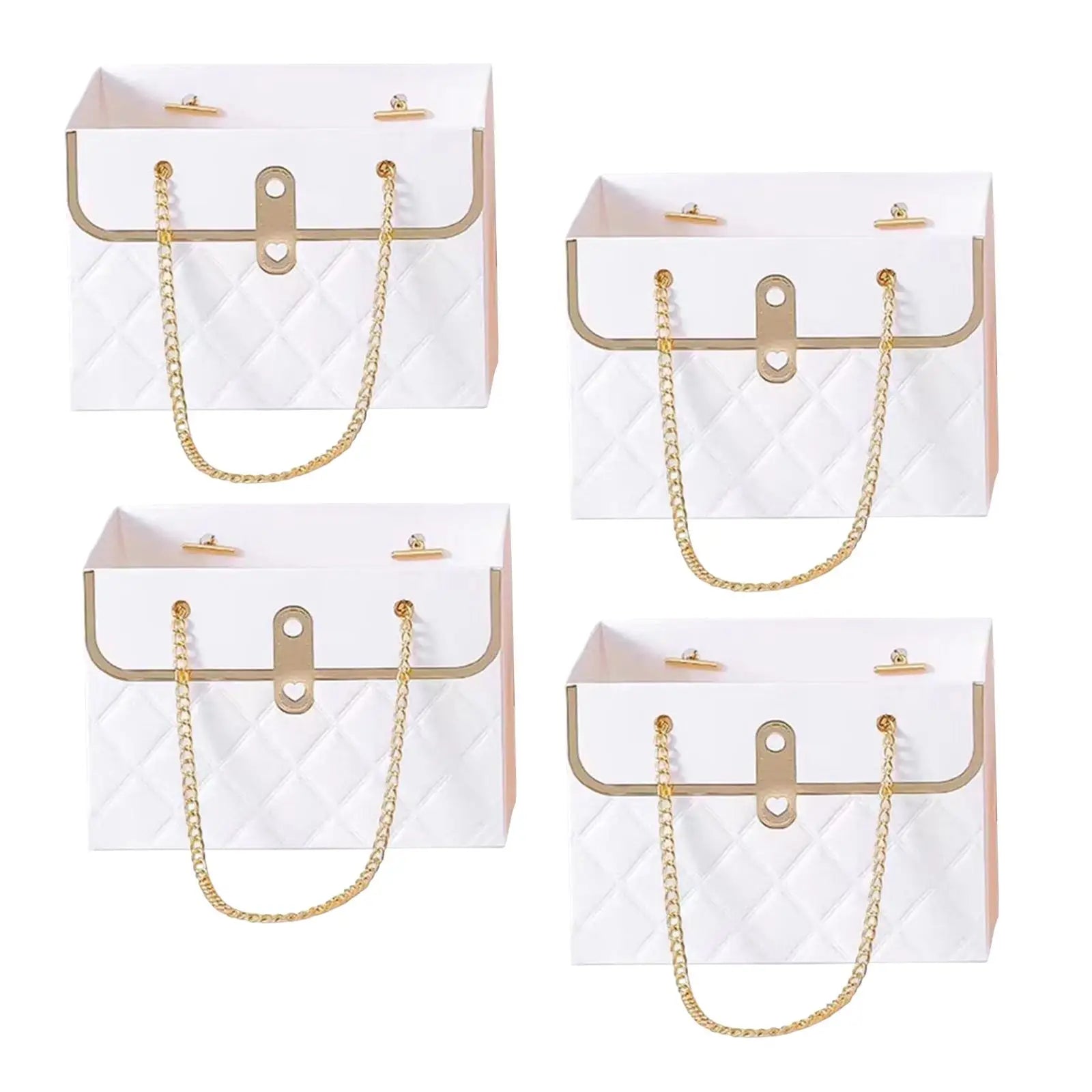 Paper Bouquet Packaging Box Decorative Handle Wrapping Bag Portable Zpaxo White