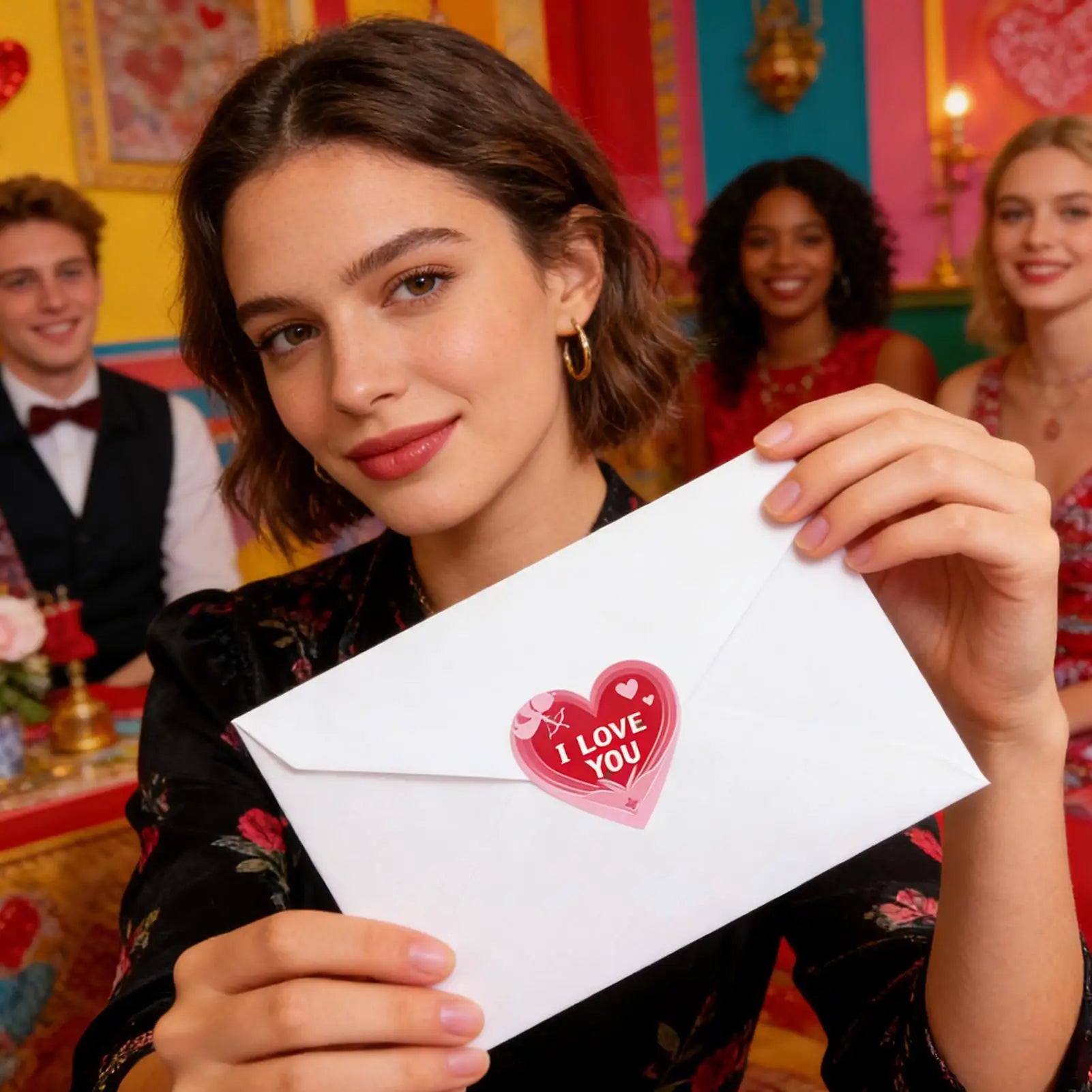 Heart Stickers For Kids Waterproof Seal Labels Self-Adhesive Heart-Shaped Stickers For Greeting Cards Journal Reward Classroom Zpaxo