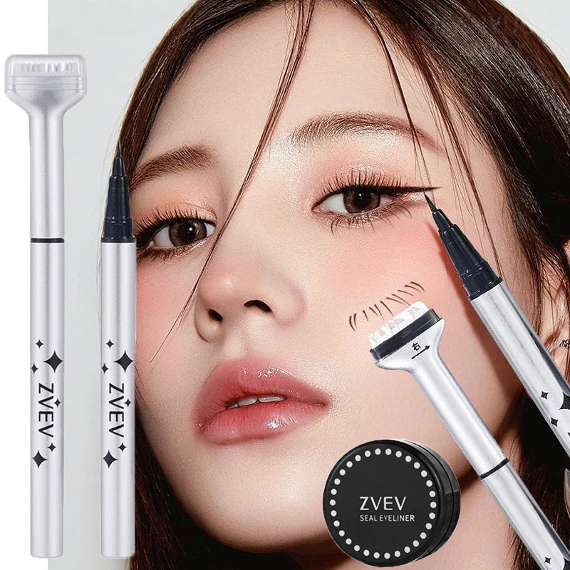 Waterproof Lower Eyelash Stamp Set Quick Dry Portable 0.01mm Tip Eye Liner Lower Lash Stamp with Ink False Eyelashes Accessories Zpaxo