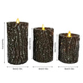 Flameless Candles Remote 3 Flickering Tree Stump LED Decor Timer
